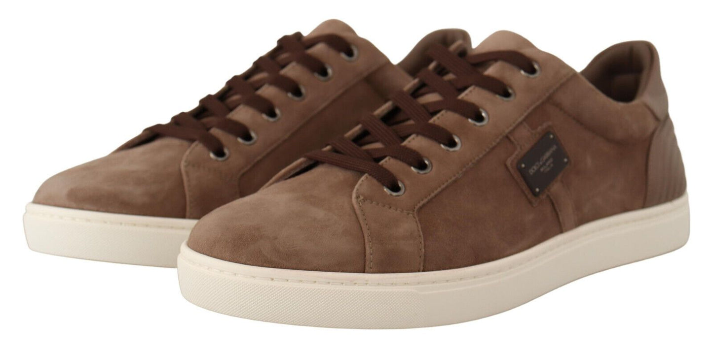 Dolce & Gabbana Elegant Brown Leather Sneakers for Men EU40 / US7