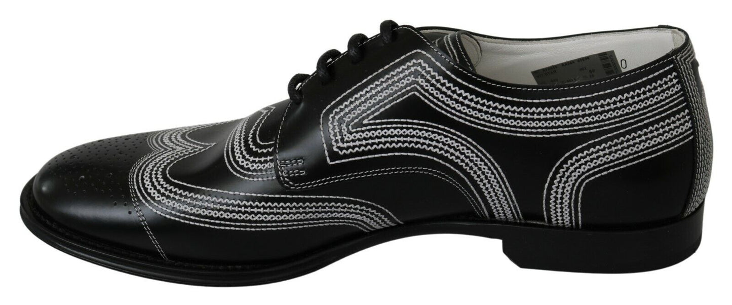 Dolce & Gabbana Elegant Black and White Derby Shoes EU44 / US11