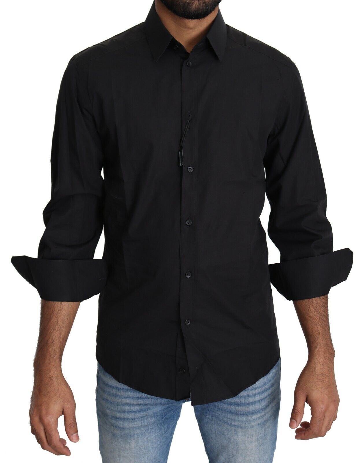 Dolce & Gabbana Elegant Black Slim Fit Dress Shirt IT38 / XS