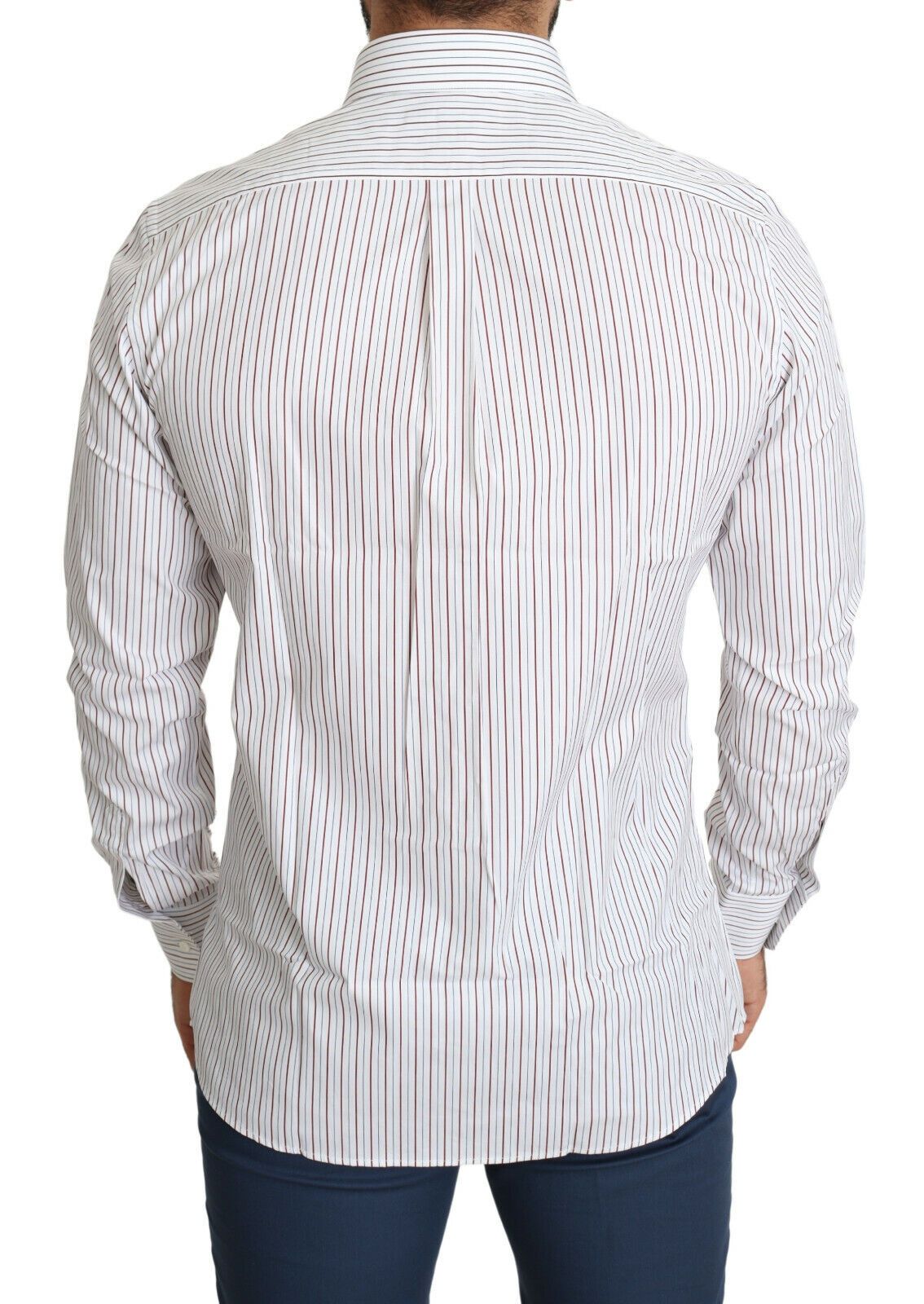 Dolce & Gabbana Elegant White Striped Cotton Dress Shirt IT40 | M