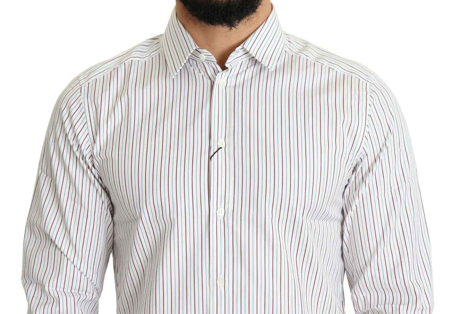 Dolce & Gabbana Elegant White Striped Cotton Dress Shirt IT40 | M