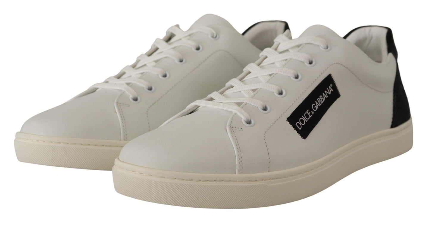 Dolce & Gabbana Elegant White Leather Low Top Sneakers EU39.5 / US6.5