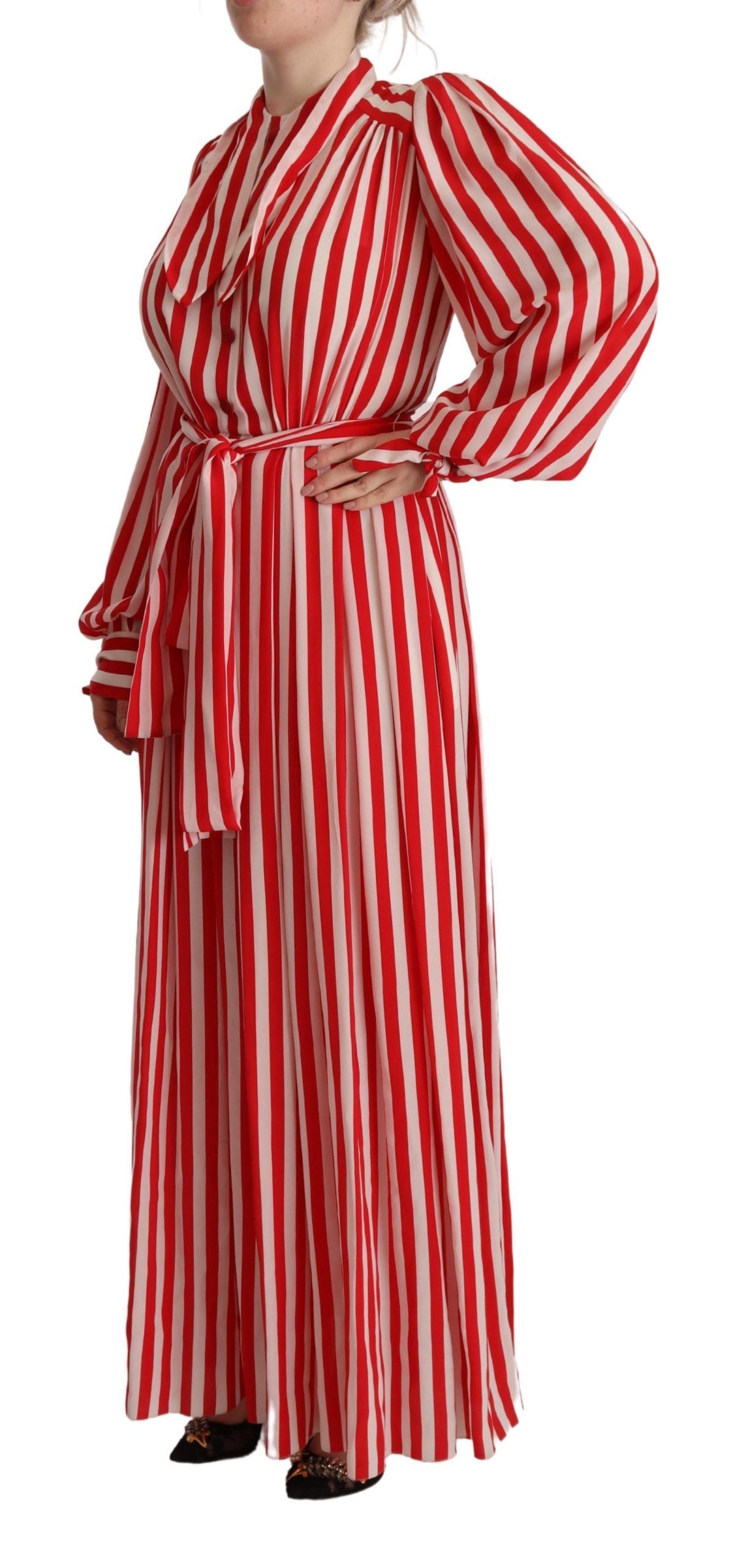 Dolce & Gabbana Elegant Striped Silk Maxi Dress IT40 | M