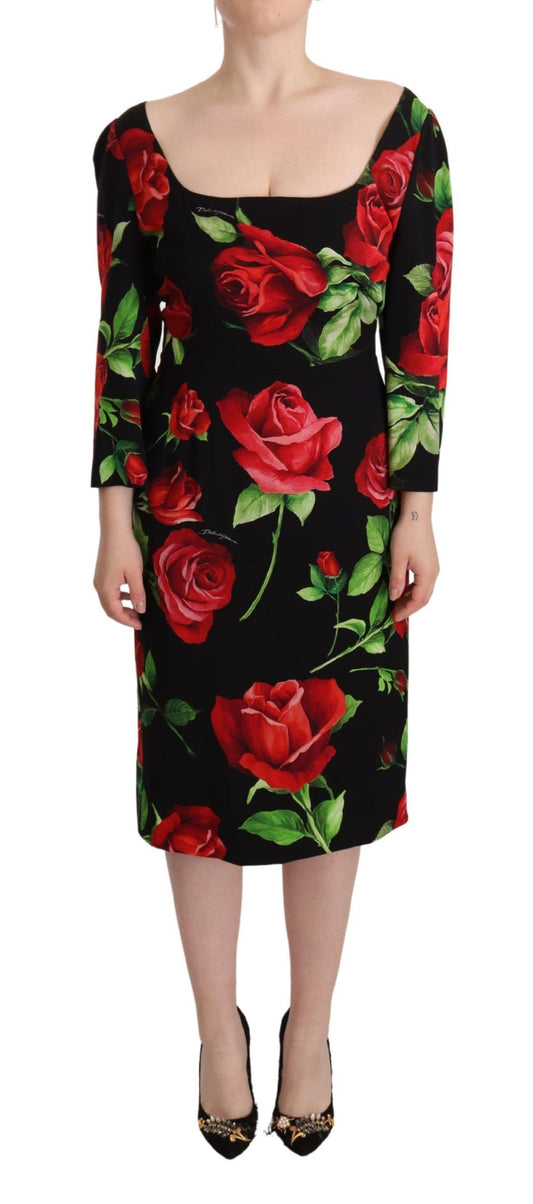 Dolce & Gabbana Elegant Floral Print Silk Sheath Dress IT36 / XS