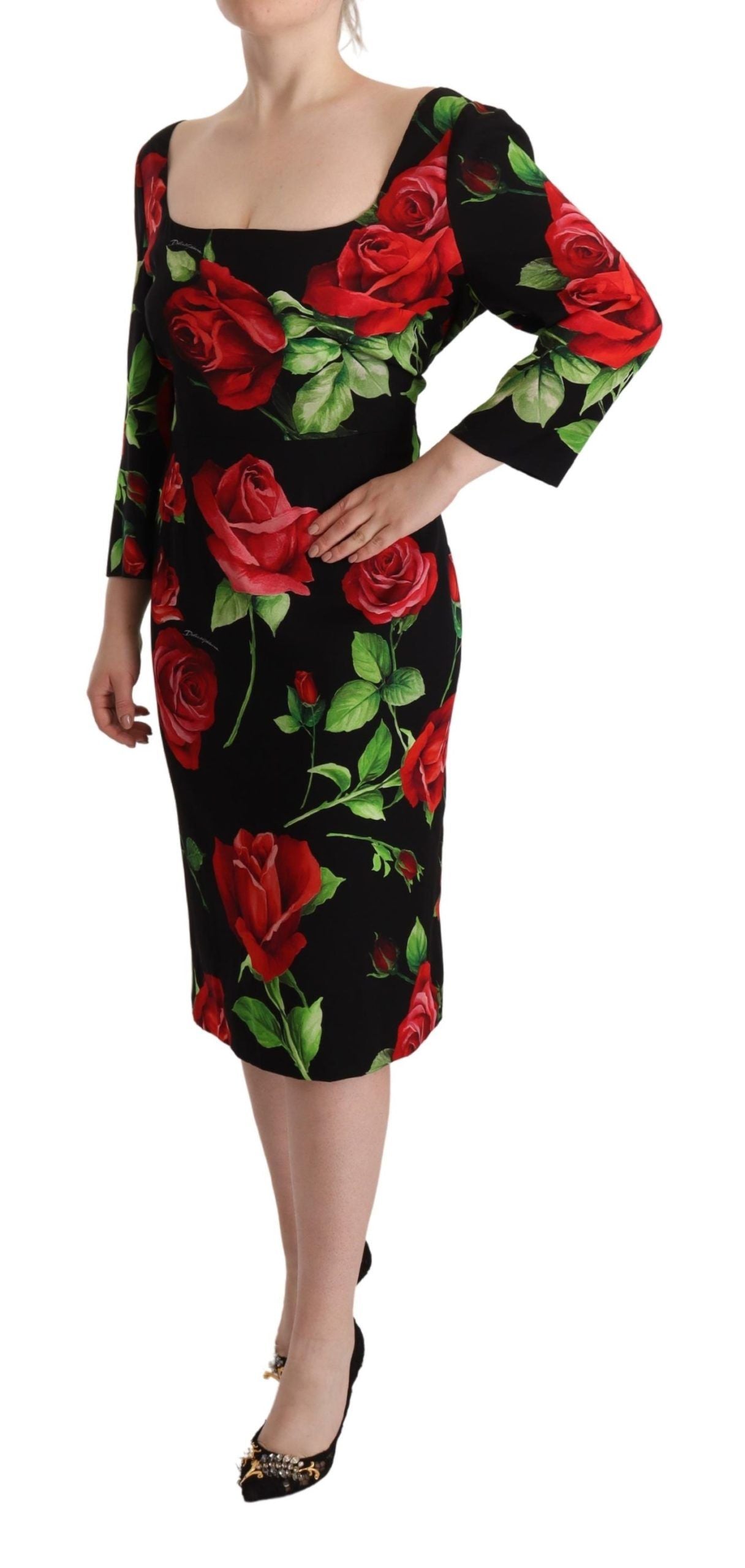 Dolce & Gabbana Elegant Floral Print Silk Sheath Dress IT36 / XS