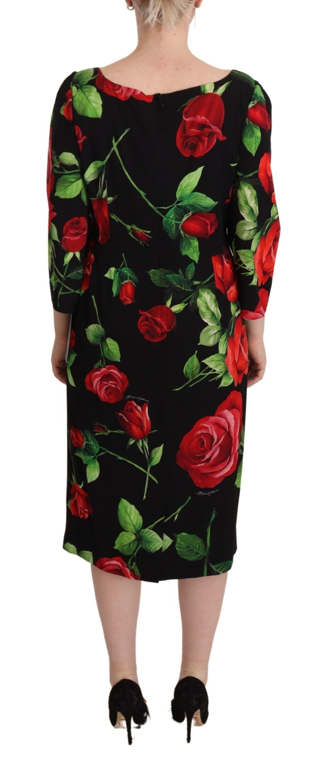 Dolce & Gabbana Elegant Floral Print Silk Sheath Dress IT36 / XS