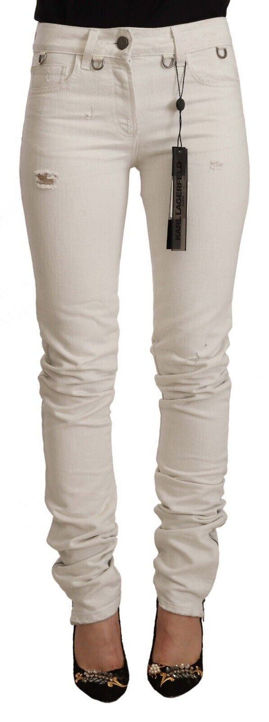 Karl Lagerfeld Chic White Mid-Waist Slim Fit Jeans W26 | IT40