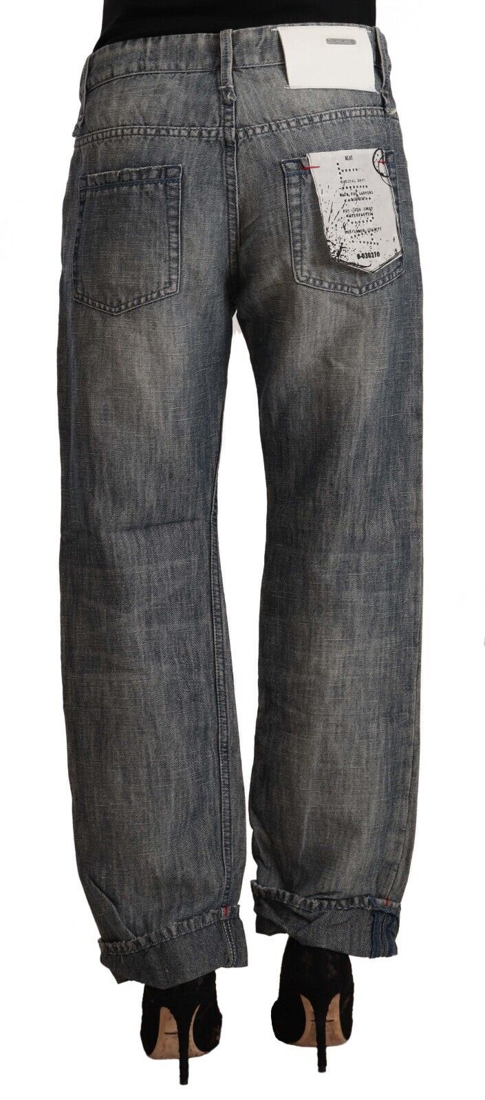 Acht Chic Gray Straight Cut Ramie-Cotton Jeans W26 | IT40