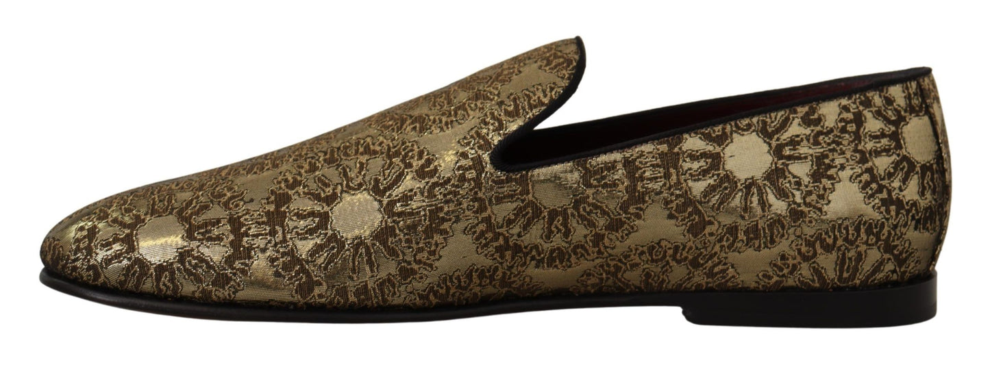 Dolce & Gabbana Gold Tone Loafers Slides Dress Shoes EU43 / US10