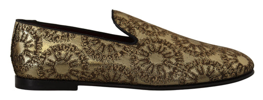 Dolce & Gabbana Gold Tone Loafers Slides Dress Shoes EU43 / US10