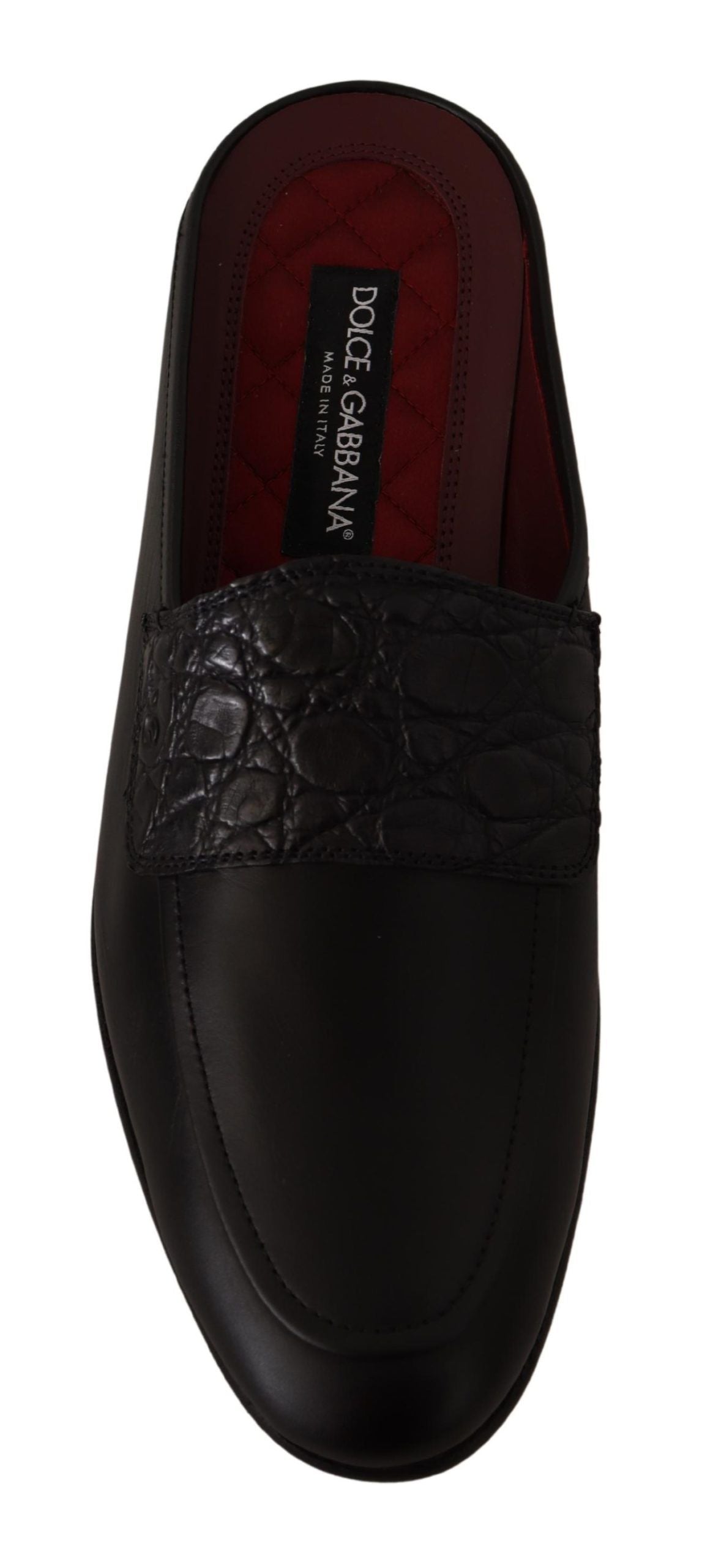 Dolce & Gabbana Exquisite Black & Burgundy Leather Slides EU39 / US6