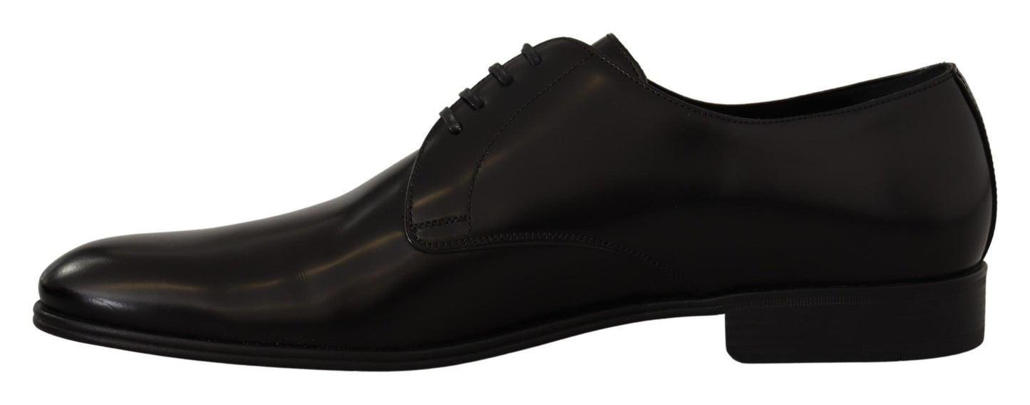 Dolce & Gabbana Elegant Black Leather Derby Shoes EU39.5 / US6.5