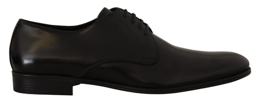 Dolce & Gabbana Elegant Black Leather Derby Shoes EU39.5 / US6.5