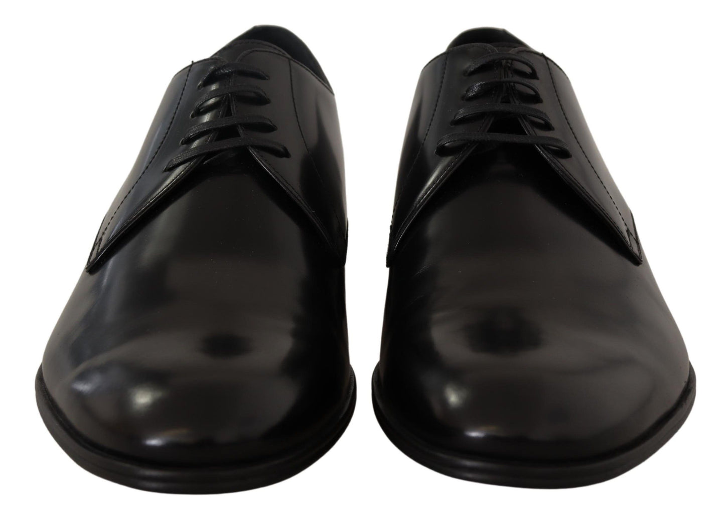 Dolce & Gabbana Elegant Black Leather Derby Shoes EU39.5 / US6.5