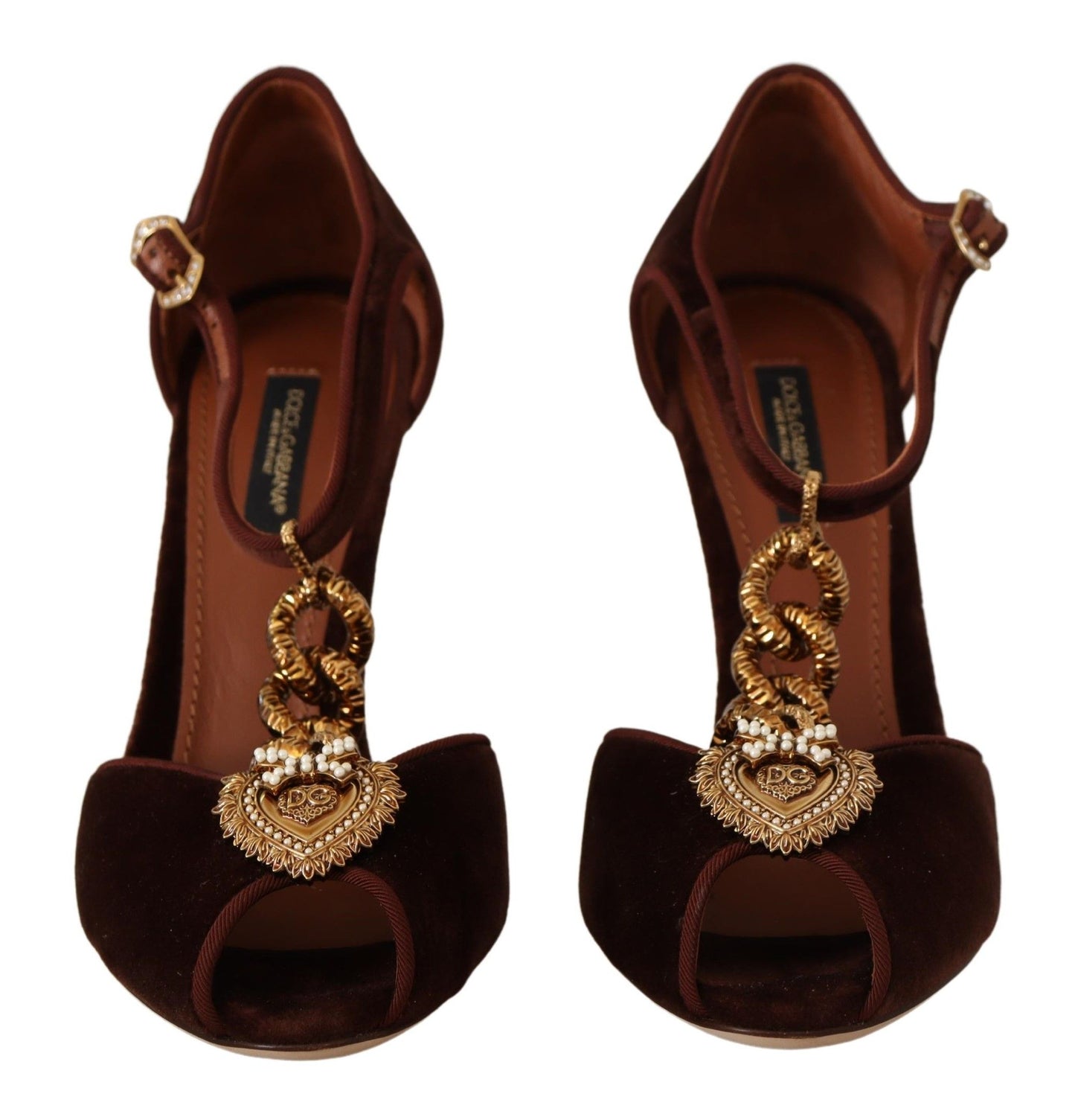 Dolce & Gabbana Elegant Gold Detail Velvet Heels EU40.5 / US10