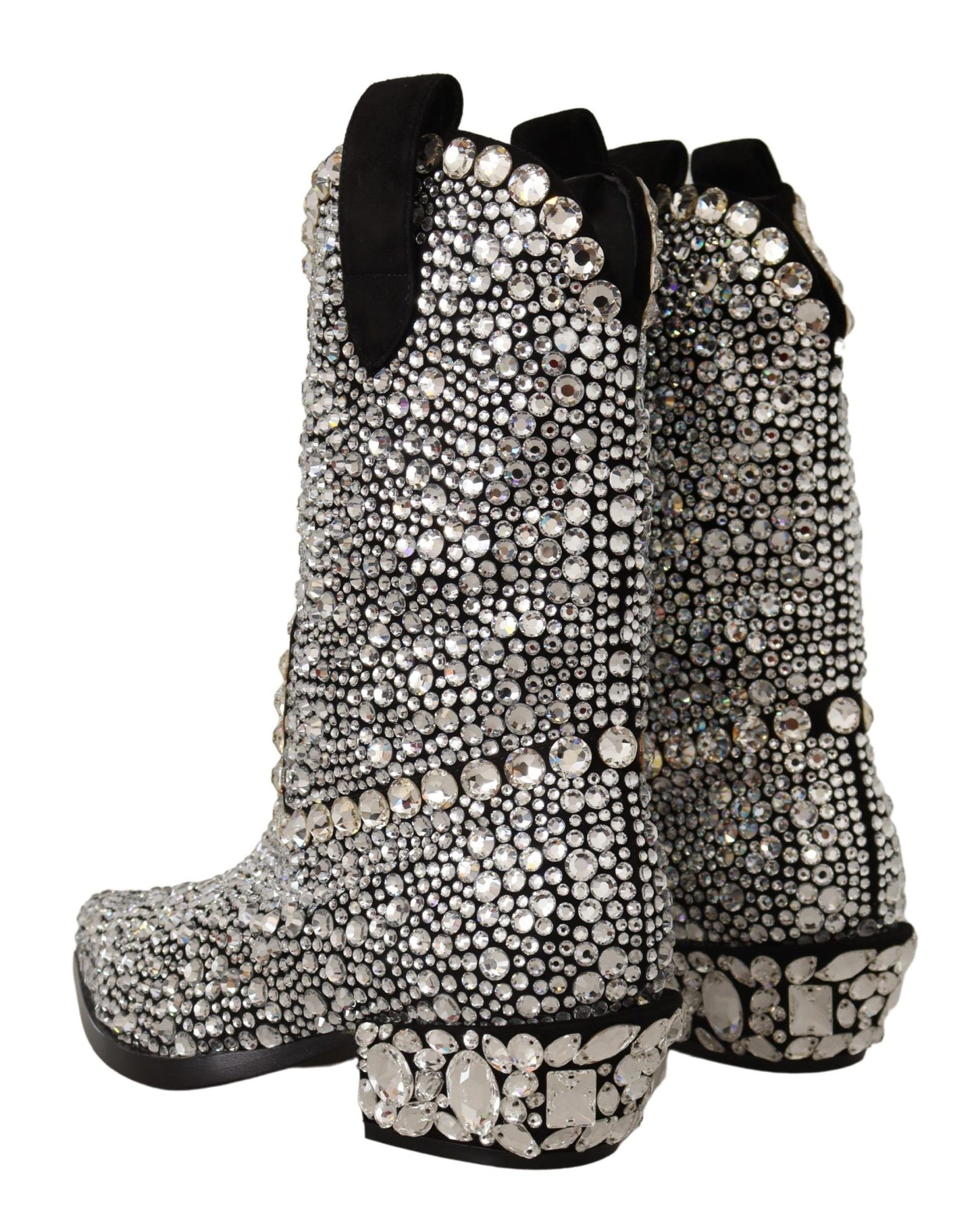 Dolce & Gabbana Crystal-Embellished Black Suede Boots EU35 / US4.5