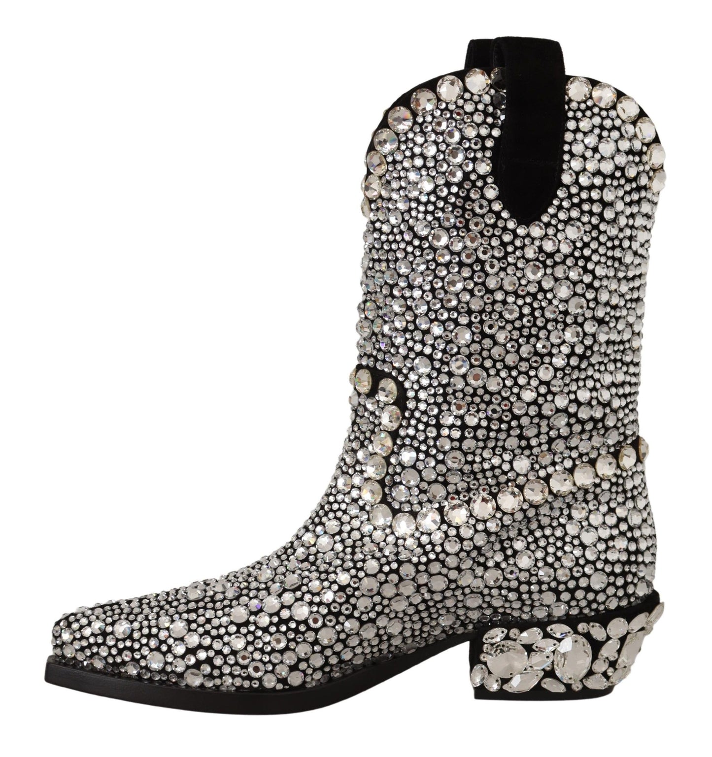 Dolce & Gabbana Crystal-Embellished Black Suede Boots EU35 / US4.5