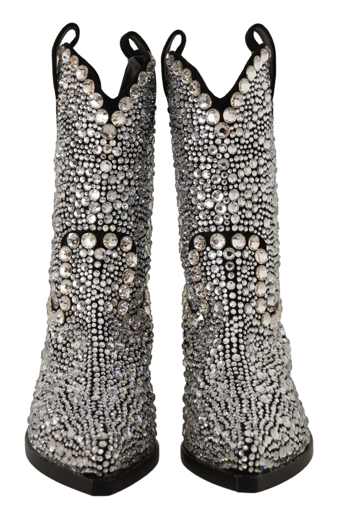 Dolce & Gabbana Crystal-Embellished Black Suede Boots EU35 / US4.5