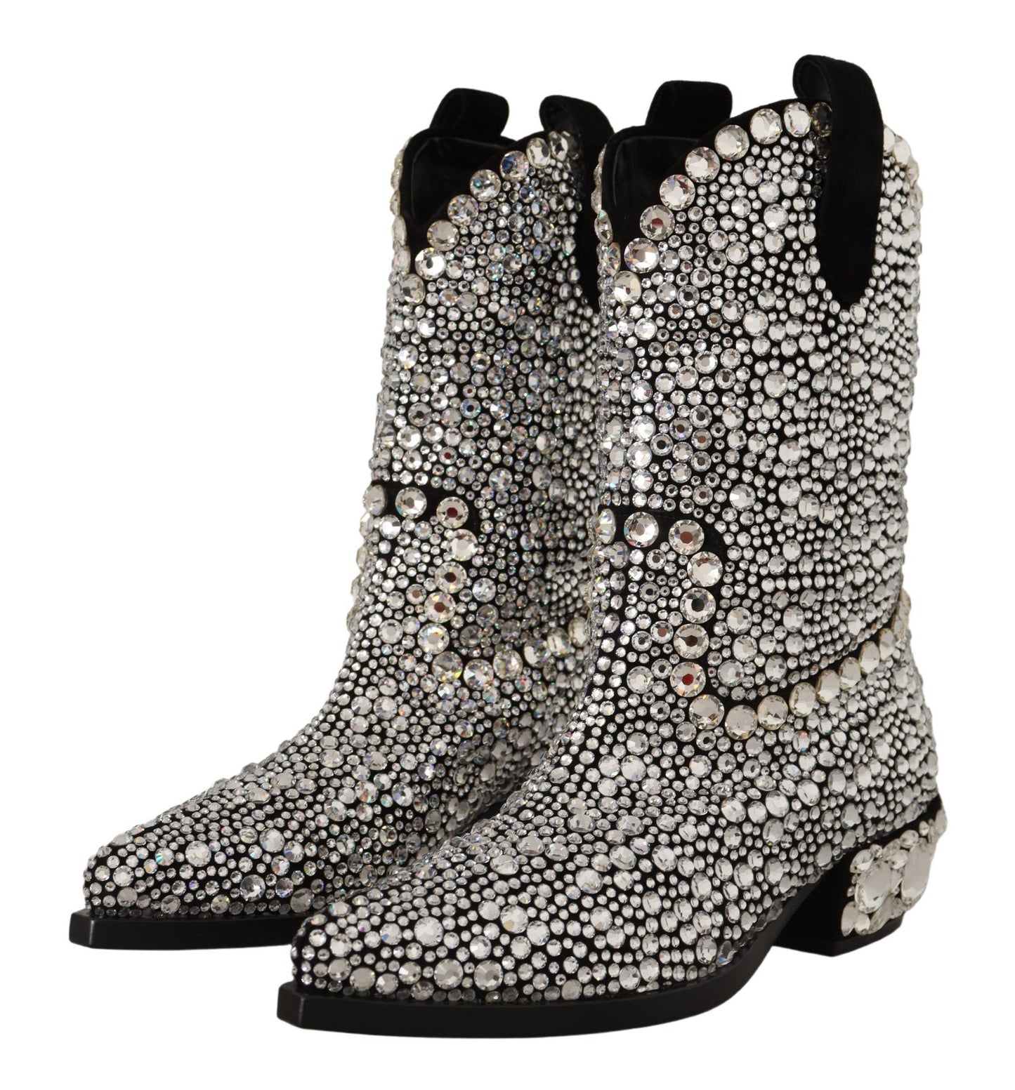 Dolce & Gabbana Crystal-Embellished Black Suede Boots EU35 / US4.5