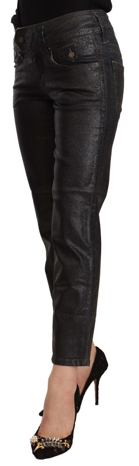 John Galliano Chic Black Glittered Cropped Pants IT40 | S