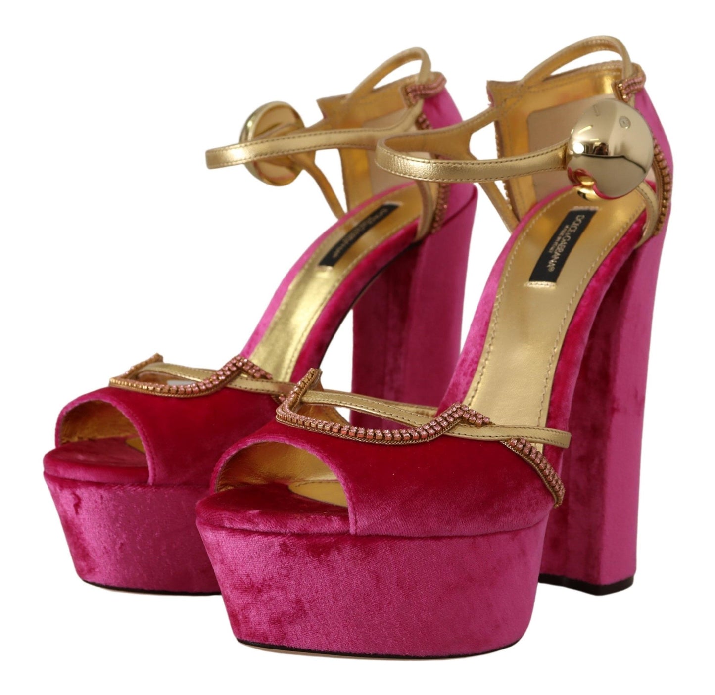 Dolce & Gabbana Ethereal Pink Velvet Crystal Sandals EU39.5 / US9