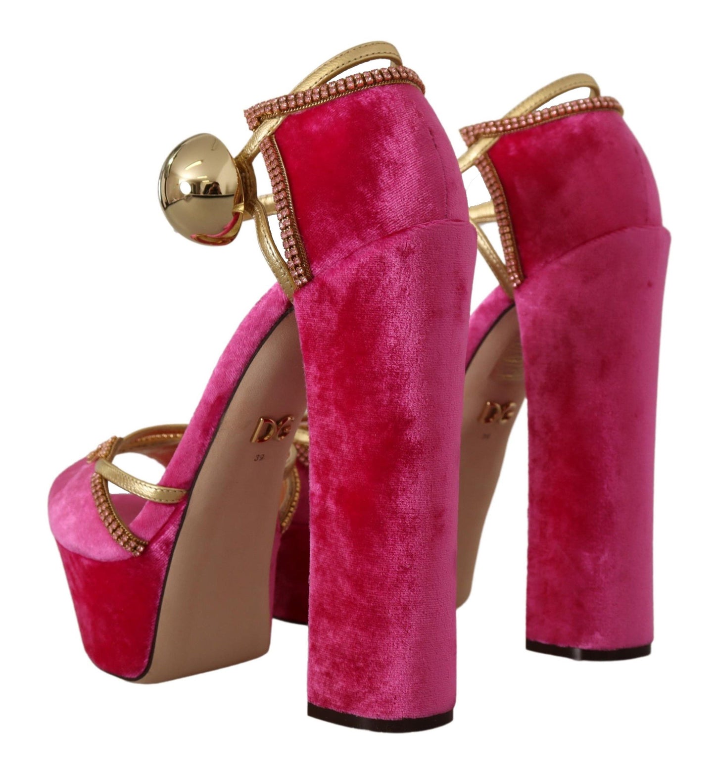 Dolce & Gabbana Ethereal Pink Velvet Crystal Sandals EU39.5 / US9