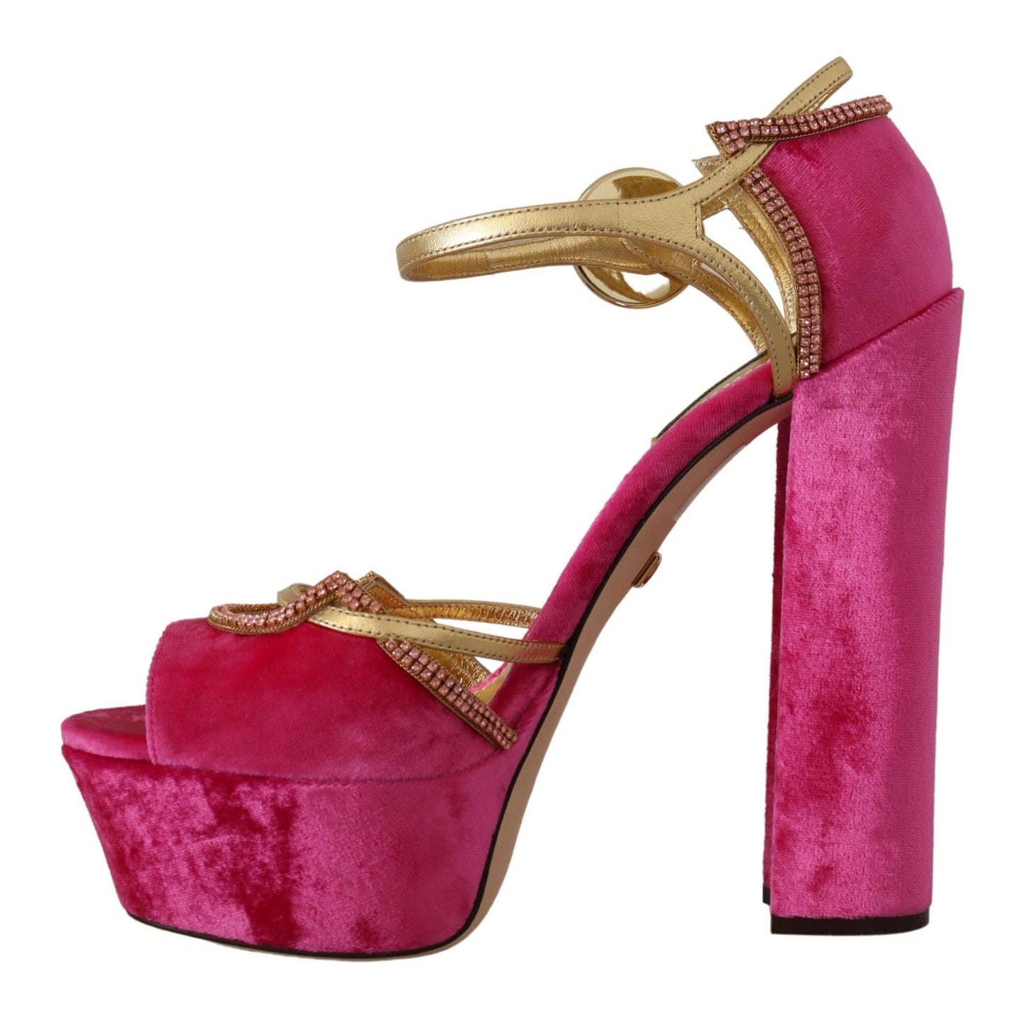 Dolce & Gabbana Ethereal Pink Velvet Crystal Sandals EU39.5 / US9