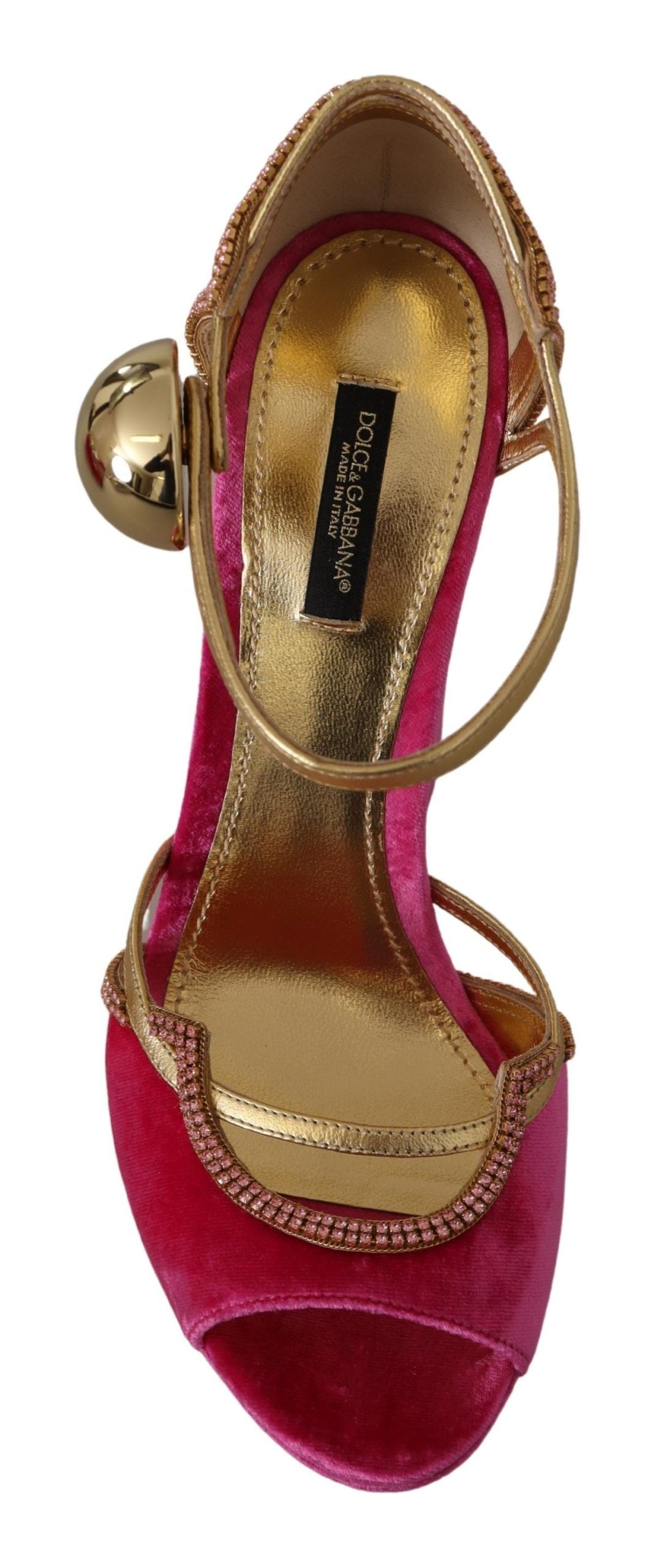 Dolce & Gabbana Ethereal Pink Velvet Crystal Sandals EU39.5 / US9