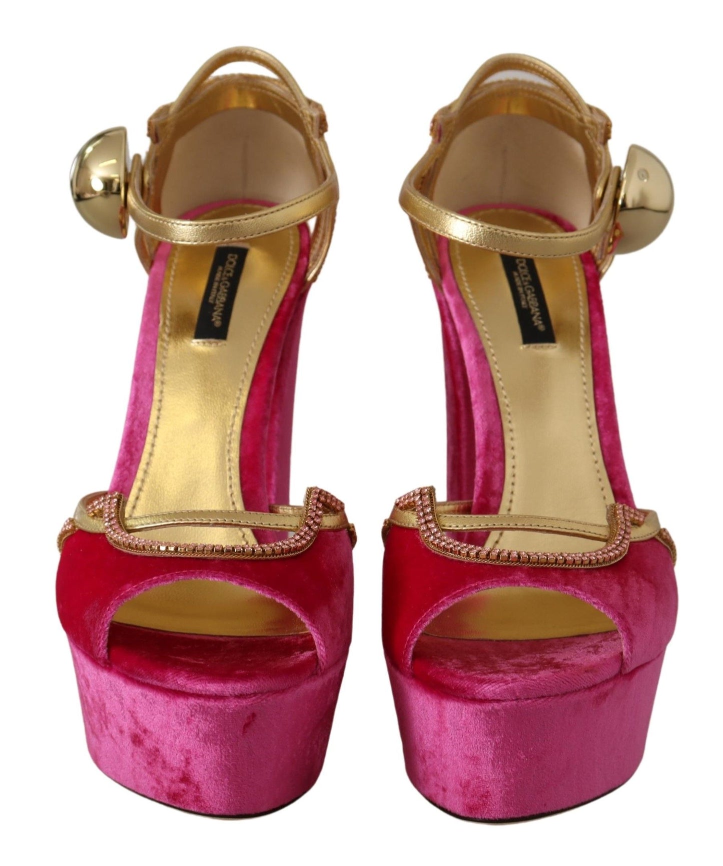 Dolce & Gabbana Ethereal Pink Velvet Crystal Sandals EU39.5 / US9