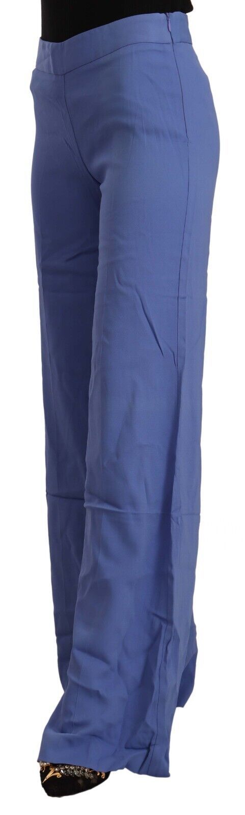 P.A.R.O.S.H. Chic Wide-Leg High Waist Blue Trousers IT38 | XS