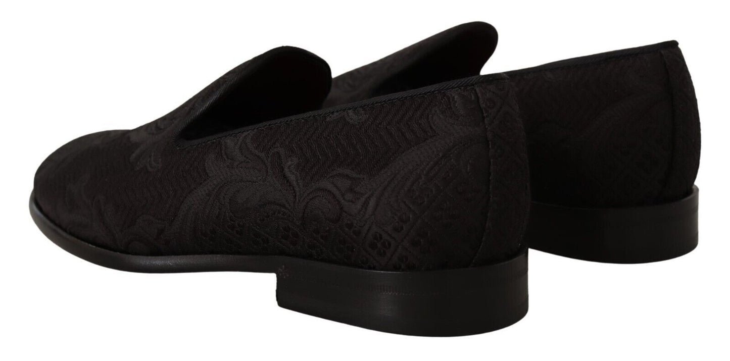 Dolce & Gabbana Black Floral Brocade Slippers EU39 / US6