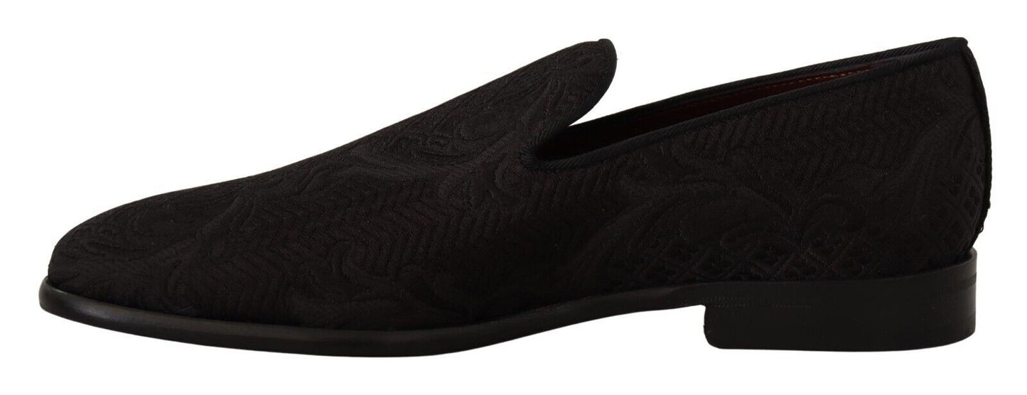 Dolce & Gabbana Black Floral Brocade Slippers EU39 / US6