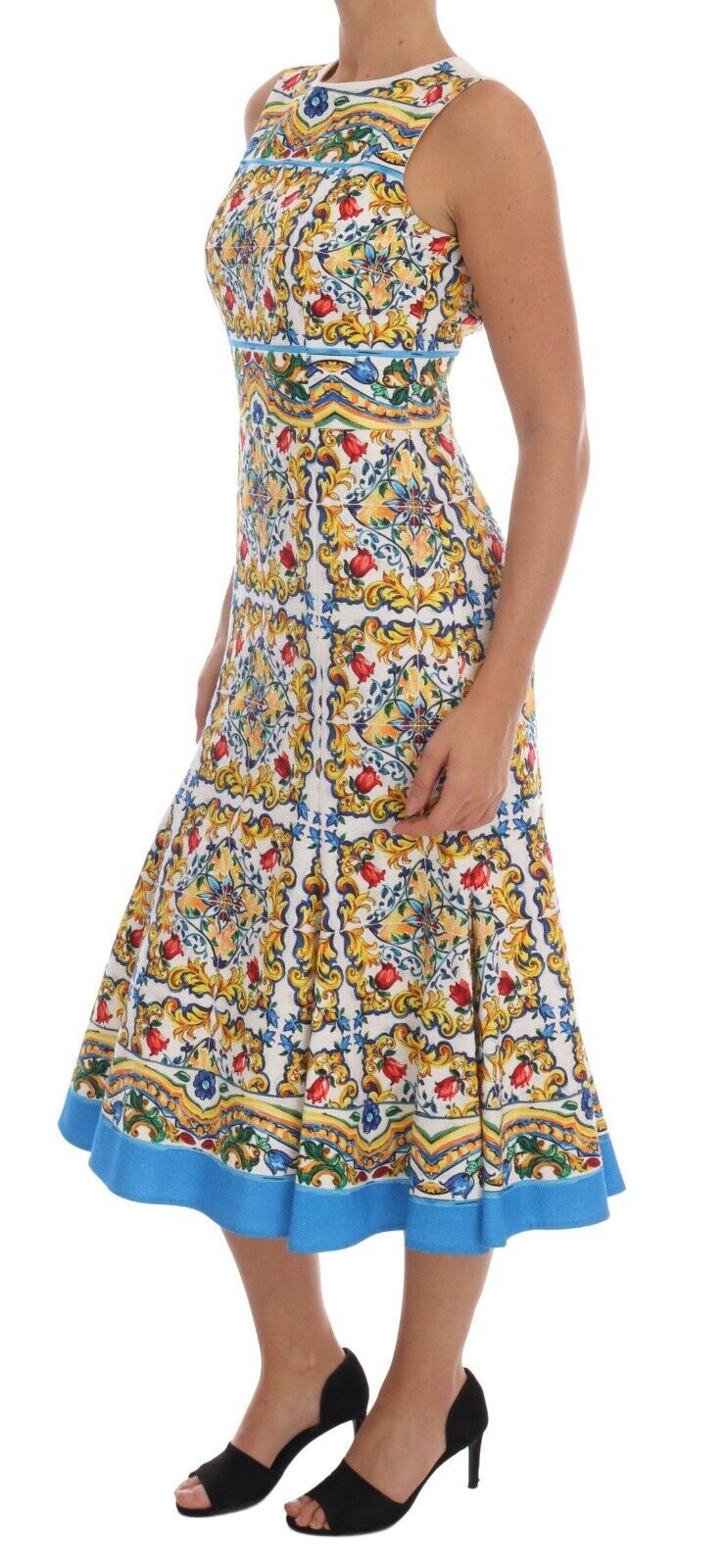 Dolce & Gabbana Majolica Print Midi Sheath Dress IT36 / XS