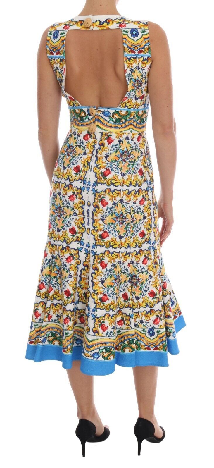 Dolce & Gabbana Majolica Print Midi Sheath Dress IT36 / XS