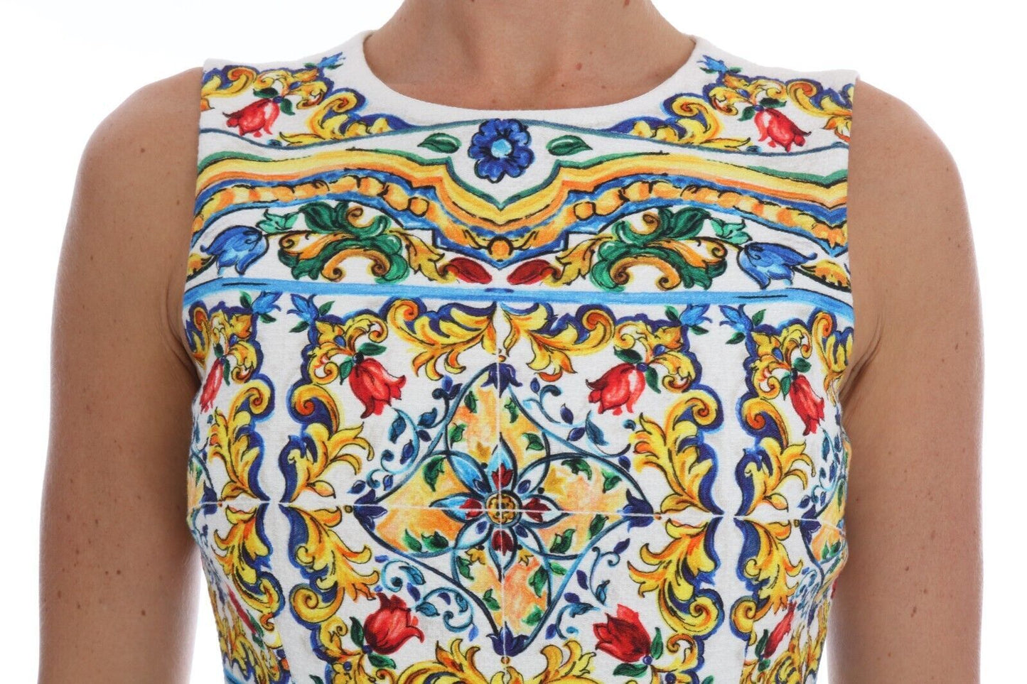 Dolce & Gabbana Majolica Print Midi Sheath Dress IT36 / XS