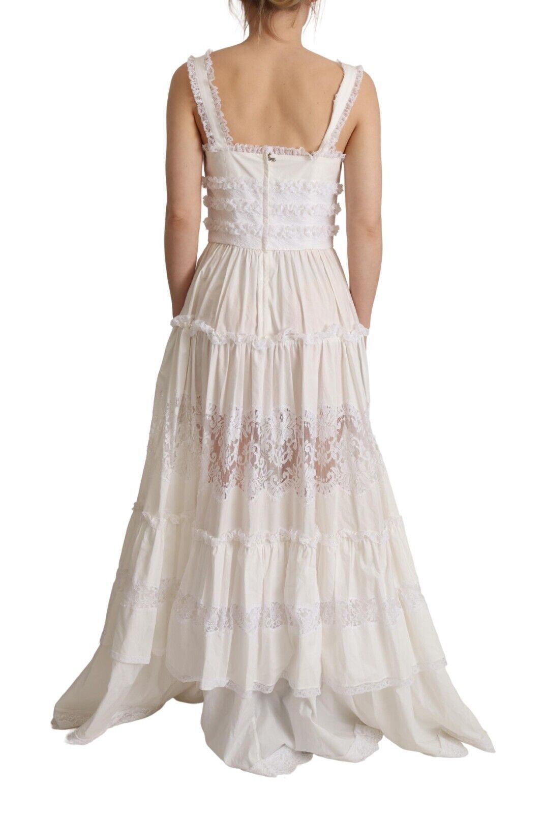 Dolce & Gabbana Elegant White A-Line Tiered Maxi Dress IT40 | S