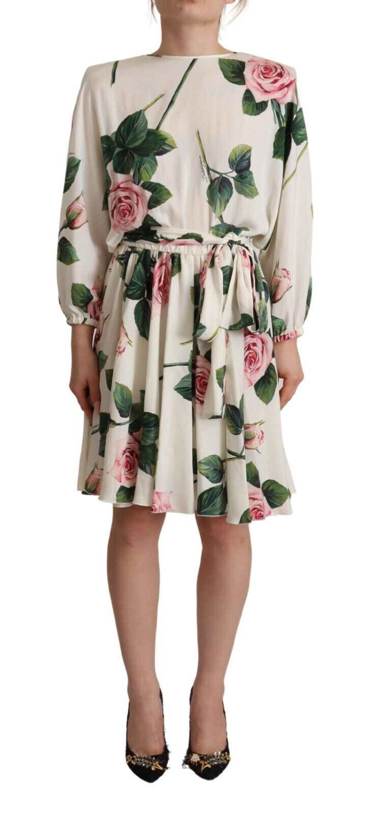 Dolce & Gabbana Elegant Silk Floral A-Line Dress IT38 / XS