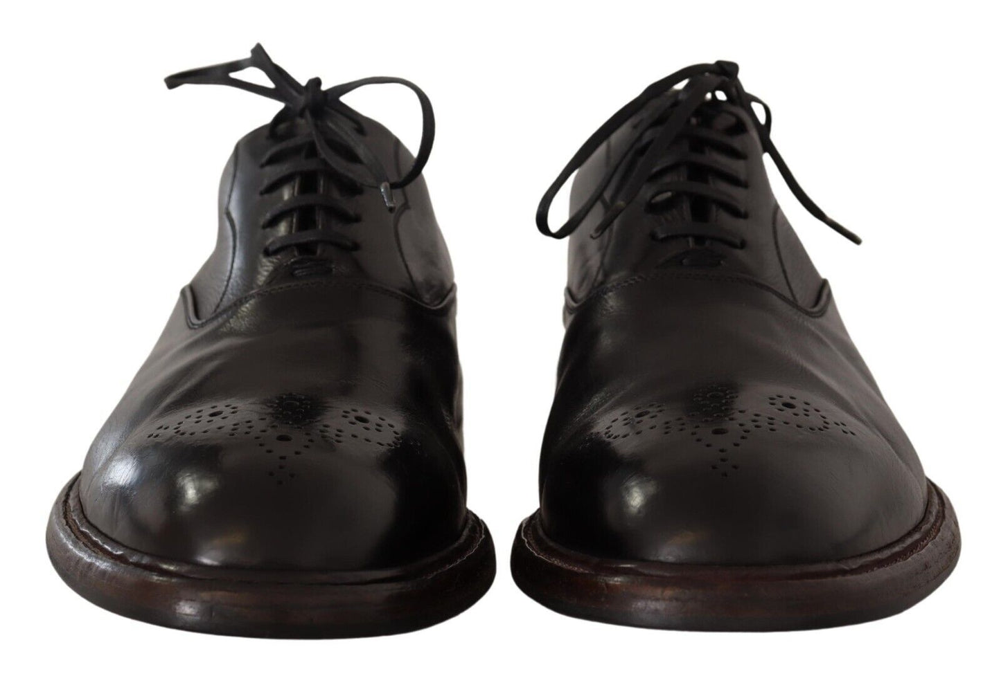 Dolce & Gabbana Elegant Black Leather Derby Formal Shoes EU44.5 / US11.5