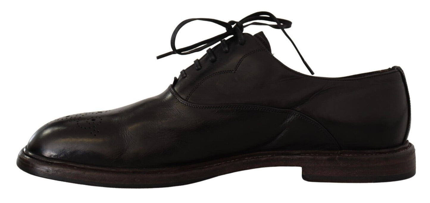 Dolce & Gabbana Elegant Black Leather Derby Formal Shoes EU44.5 / US11.5