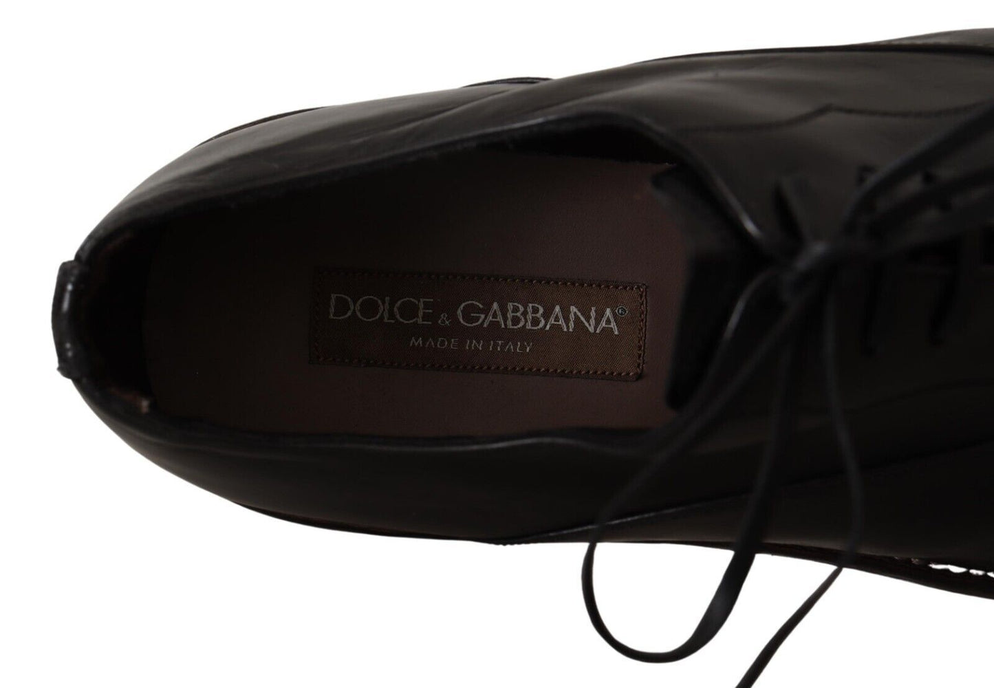 Dolce & Gabbana Elegant Black Leather Derby Formal Shoes EU44.5 / US11.5