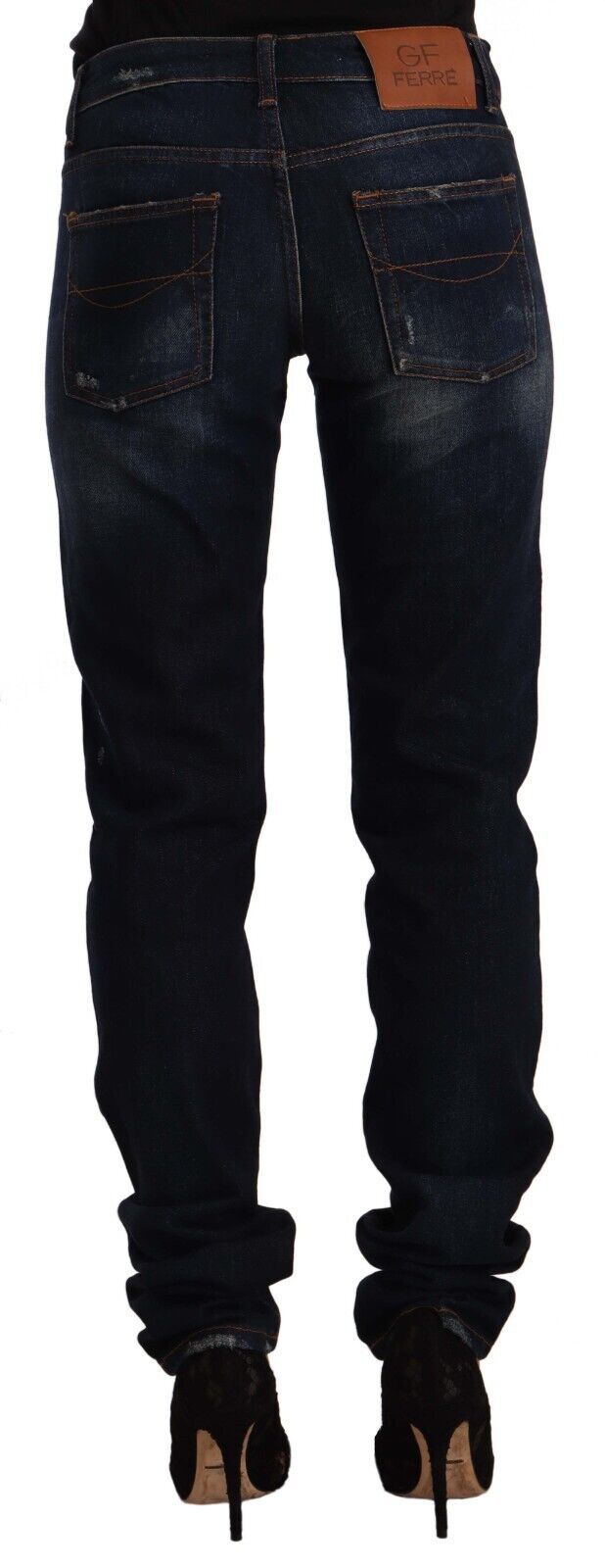 GF Ferre Chic Mid-Waist Skinny Jeans in Dark Blue Wash IT44 | L