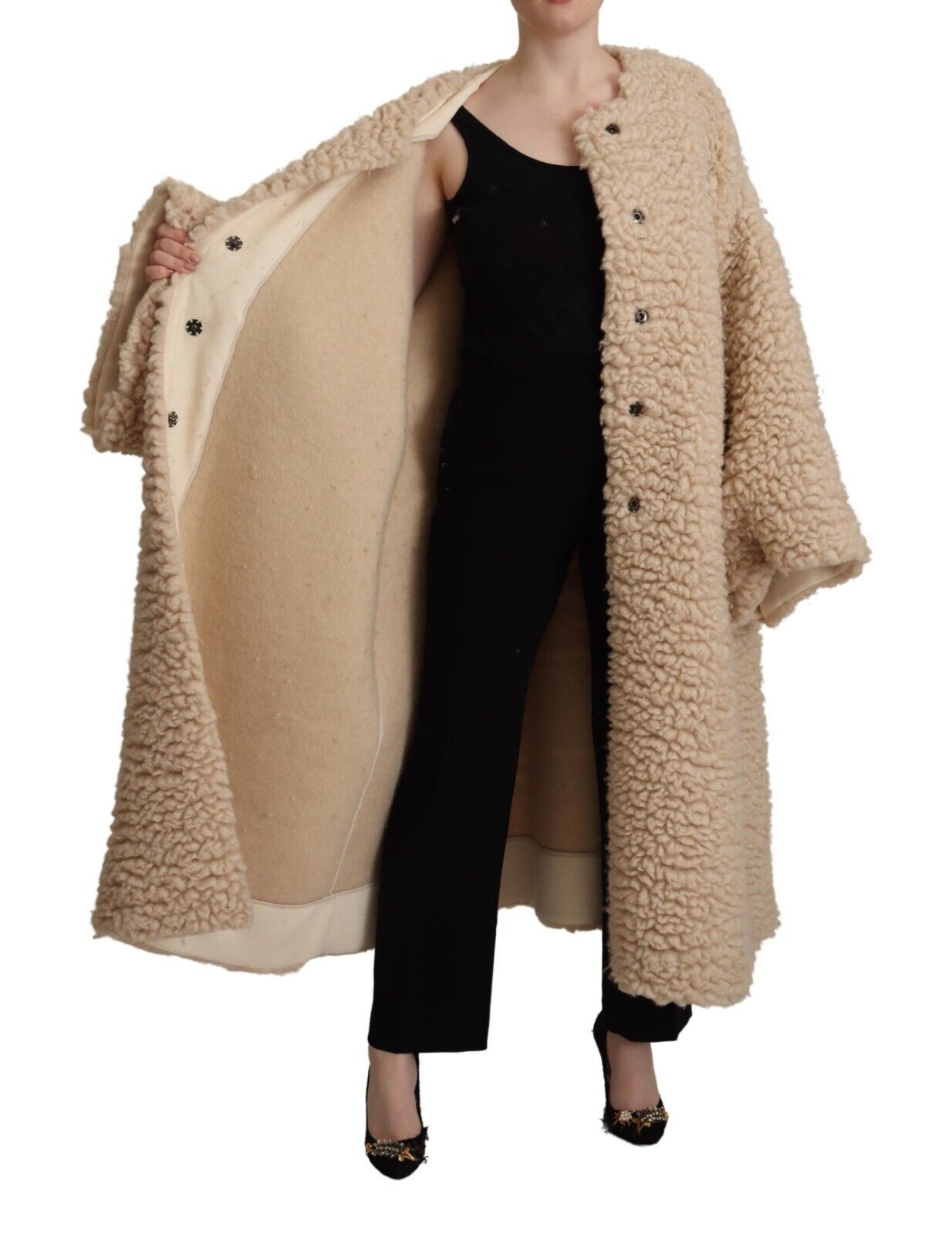 Dolce & Gabbana Elegant Beige Cashmere Overcoat Jacket IT40 / S