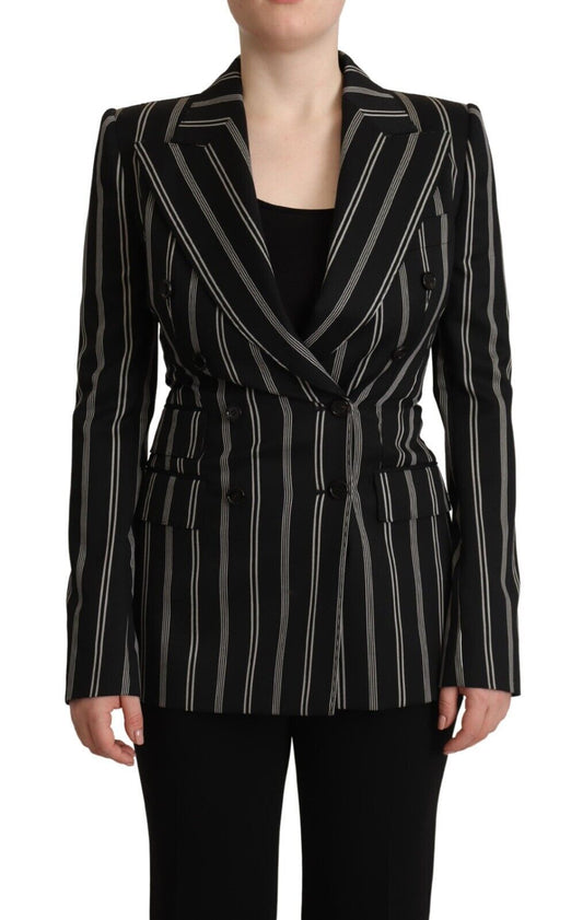 Dolce & Gabbana Elegant Striped Wool Stretch Jacket IT40 | S