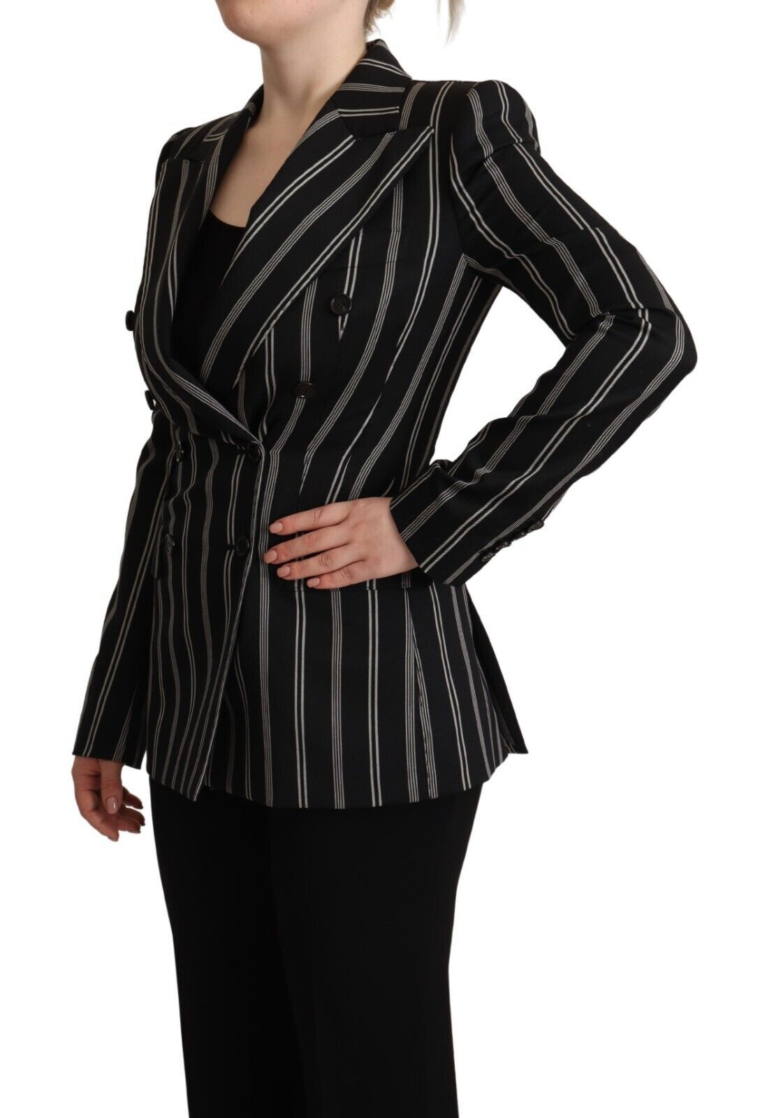 Dolce & Gabbana Elegant Striped Wool Stretch Jacket IT40 | S