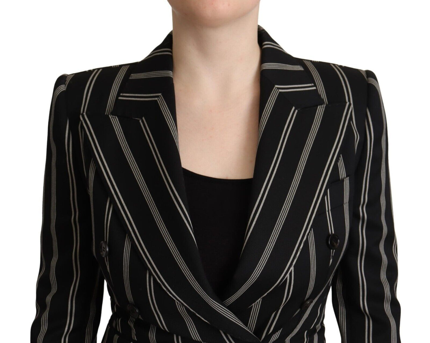 Dolce & Gabbana Elegant Striped Wool Stretch Jacket IT40 | S