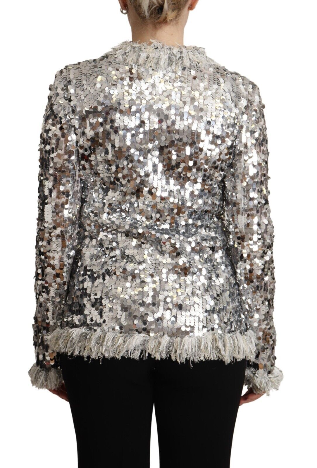 Dolce & Gabbana Chic Silver Sequined Jacket Coat IT40 / S