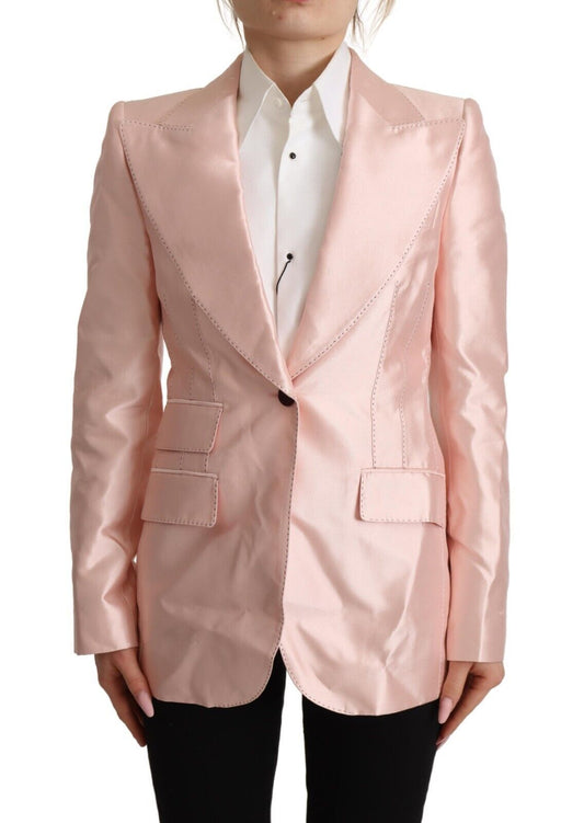 Dolce & Gabbana Elegant Pink Silk Blazer Jacket IT36 / XS