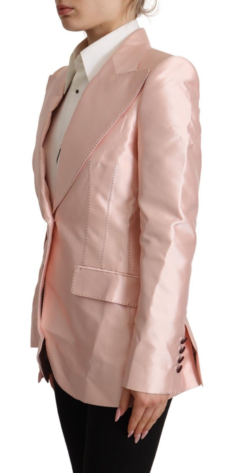 Dolce & Gabbana Elegant Pink Silk Blazer Jacket IT36 / XS