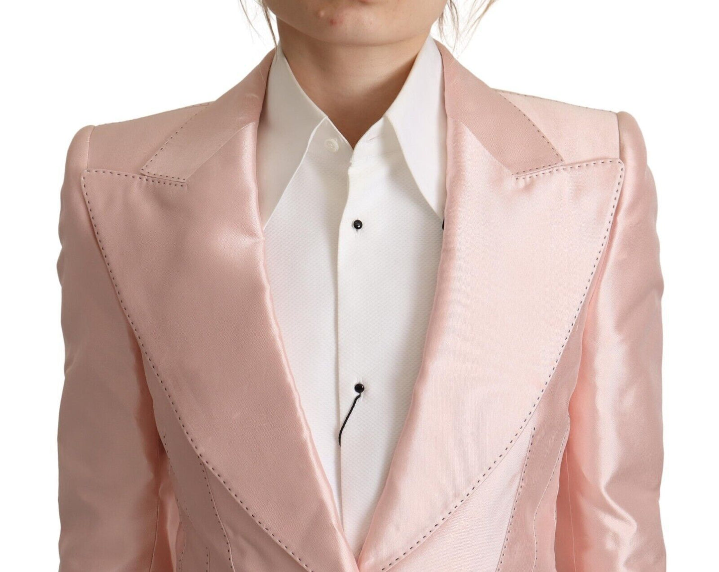 Dolce & Gabbana Elegant Pink Silk Blazer Jacket IT36 / XS