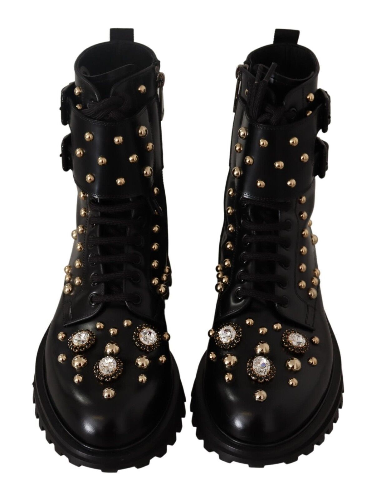 Dolce & Gabbana Black Crystal-Studded Formal Boots EU41 / US8